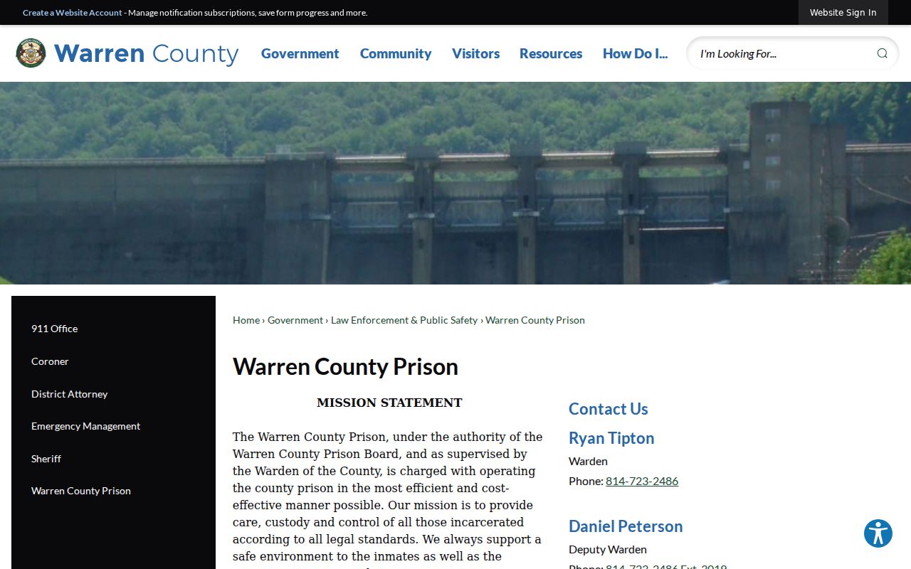 Warren County arrest history and county prison information page