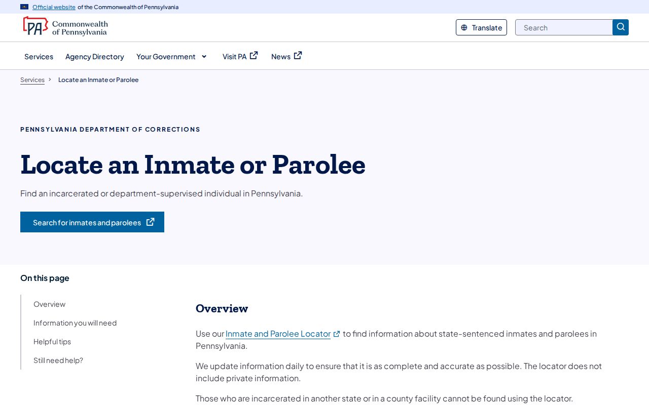 Warren County arrest history and Pennsylvania sentenced-prisoner locator guidance