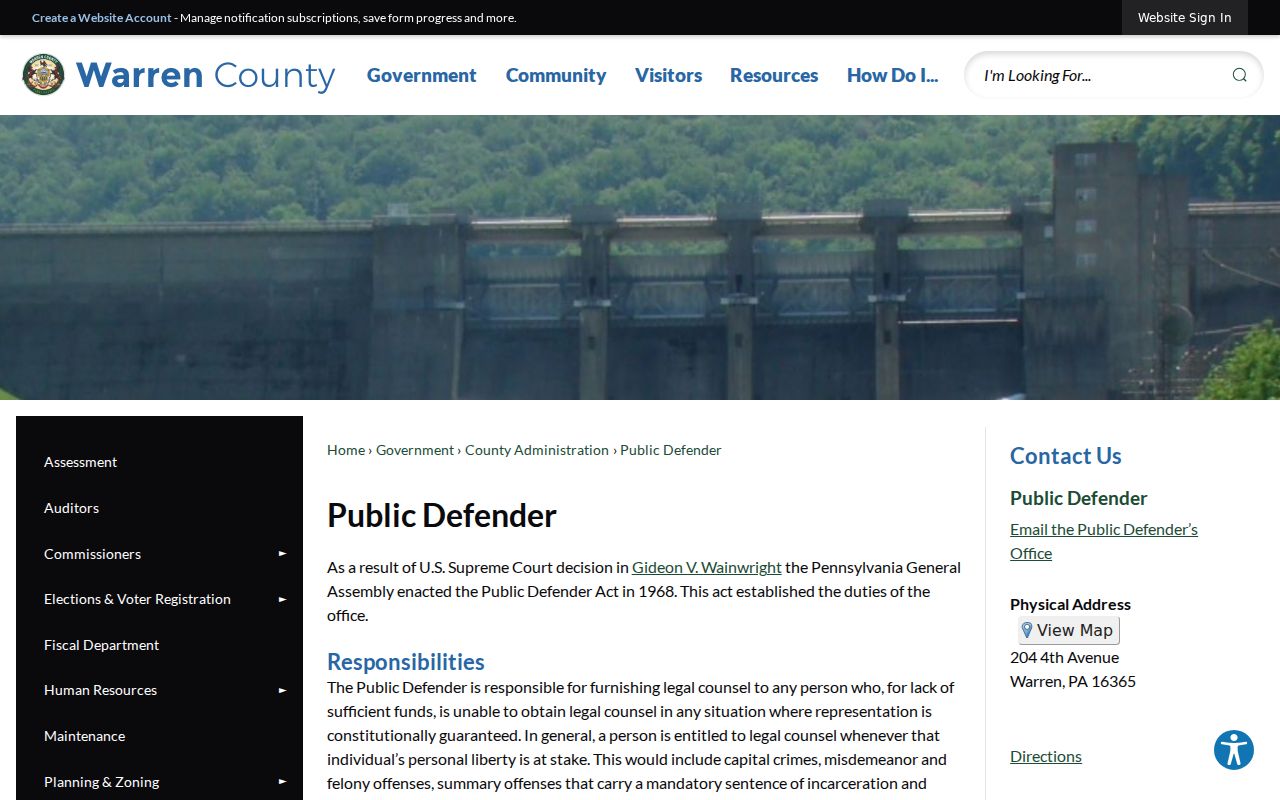 Warren County Public Defender criminal court case information