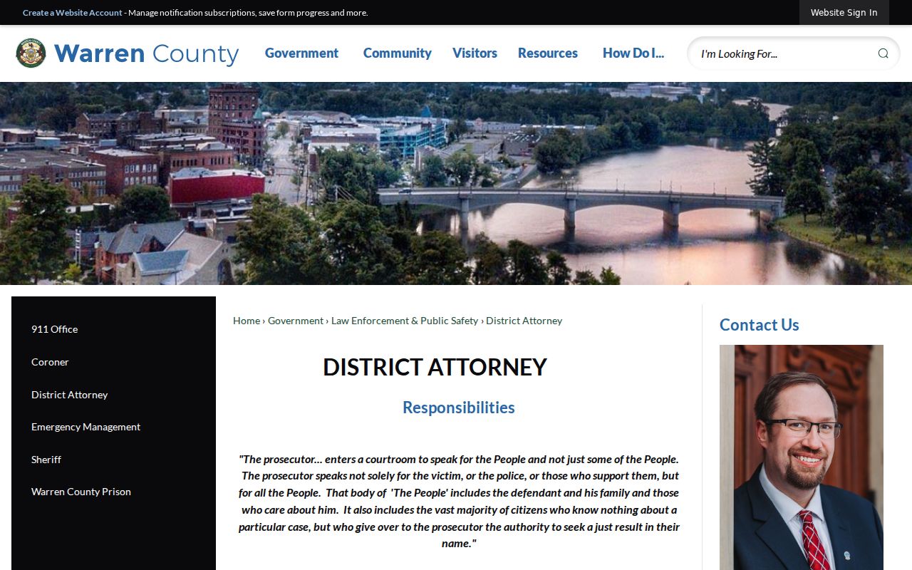 Warren County District Attorney criminal court case office page