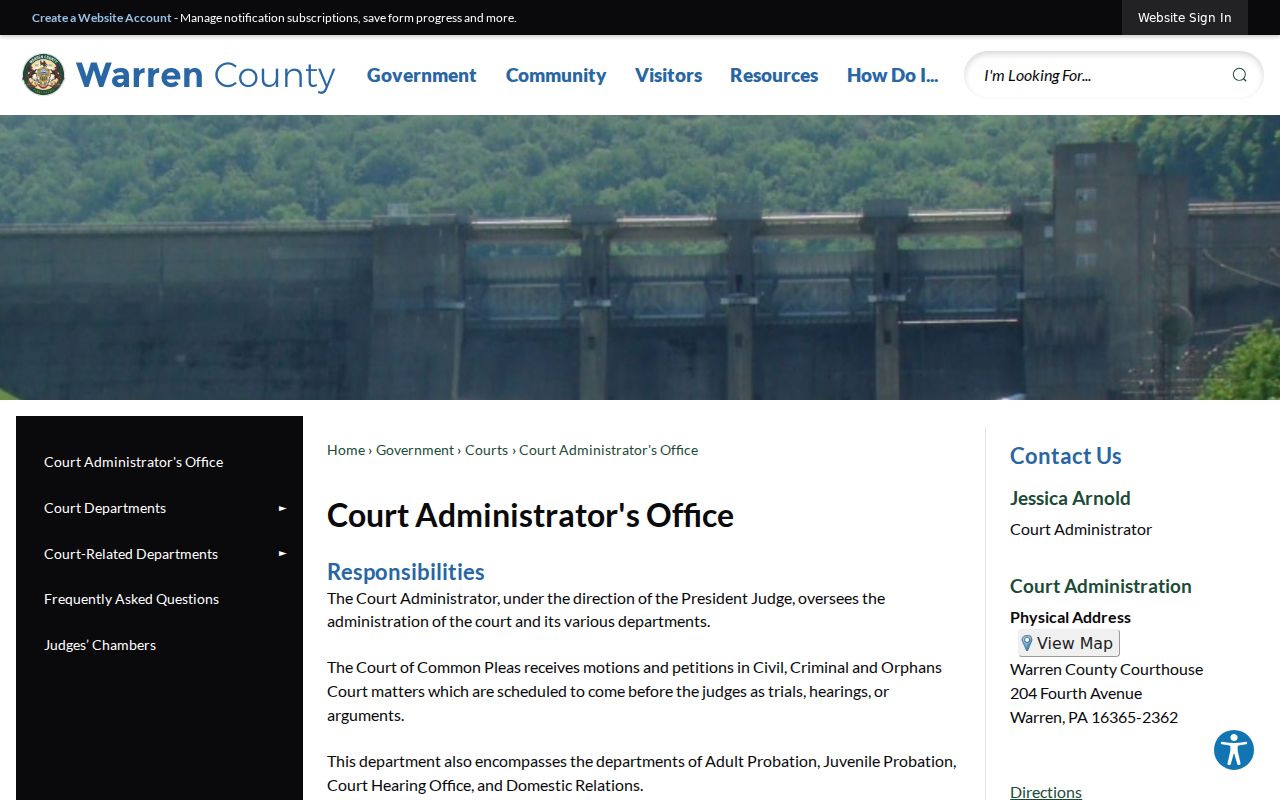 Warren County criminal court record offices at the courthouse