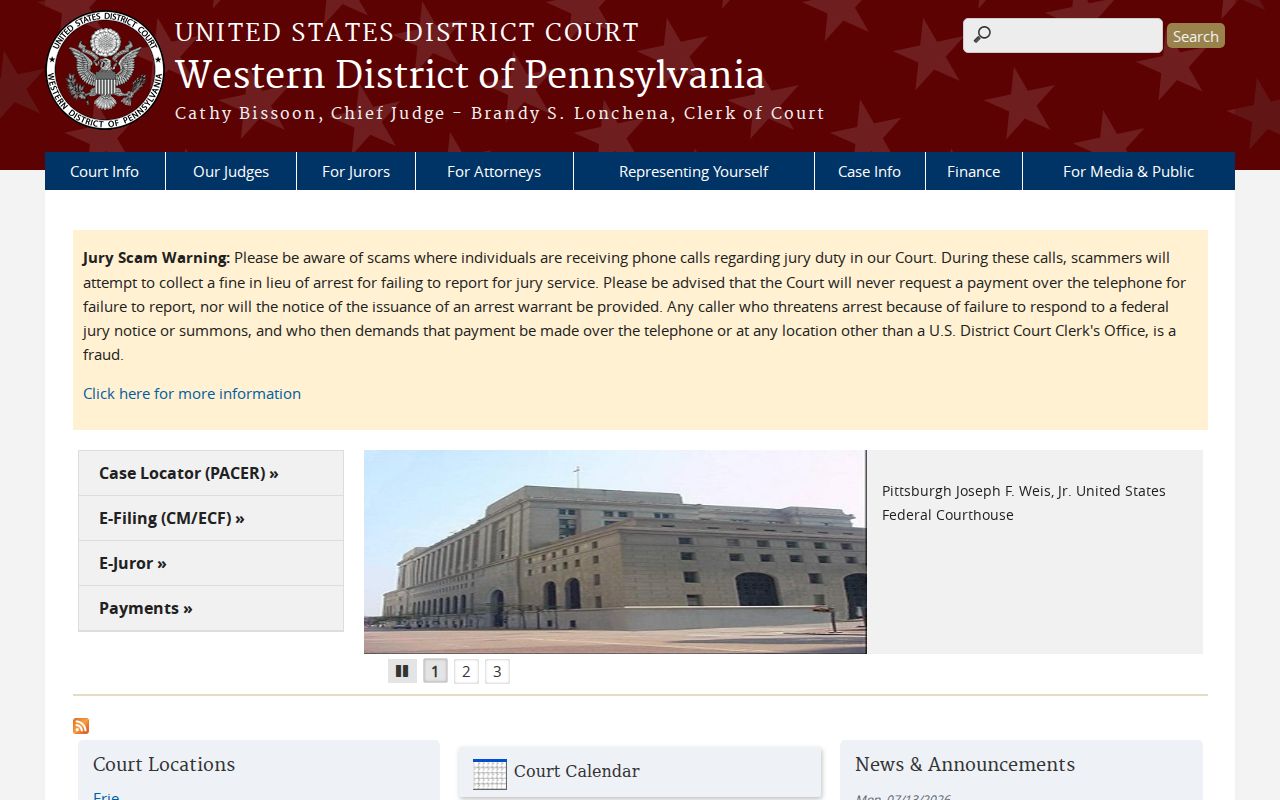 Federal court source for Warren County criminal records