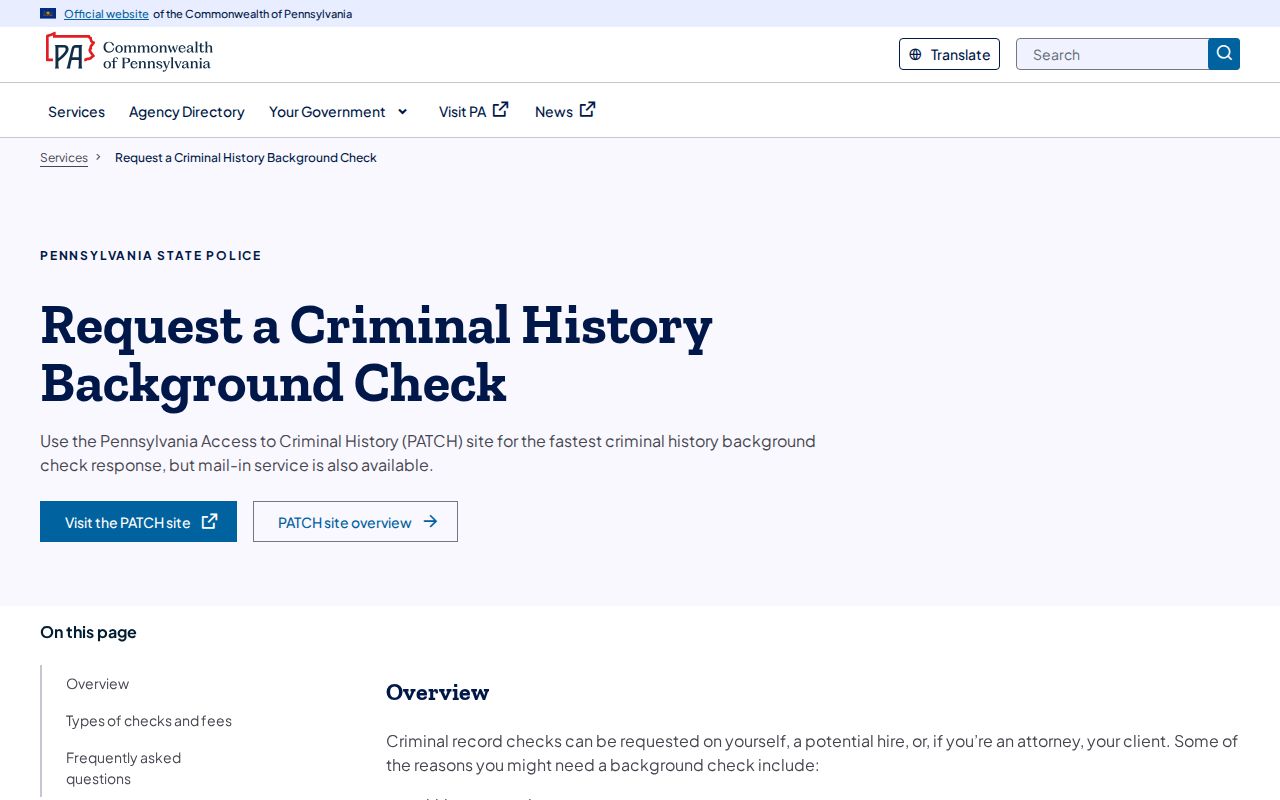Warren County criminal history official Pennsylvania check choices
