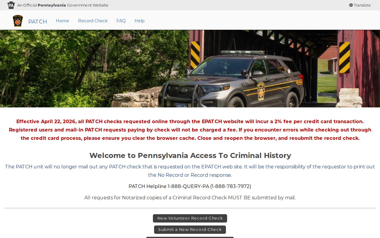 Warren County criminal history PATCH request interface