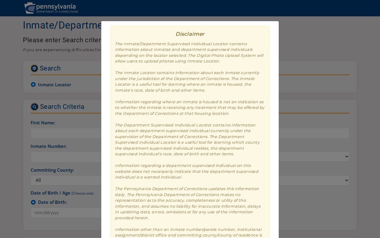 Warren County criminal record search for state inmates and parolees