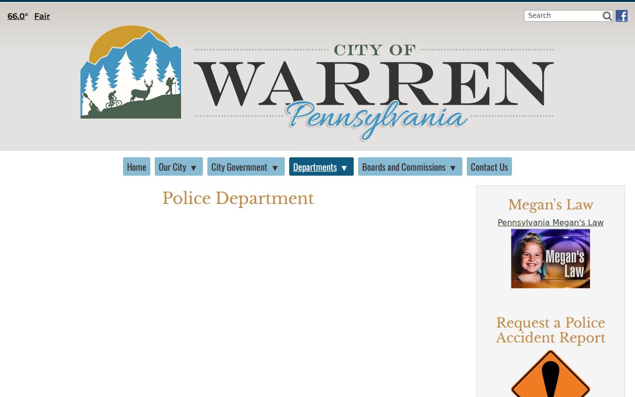 Official City of Warren Police Department page and municipal building information